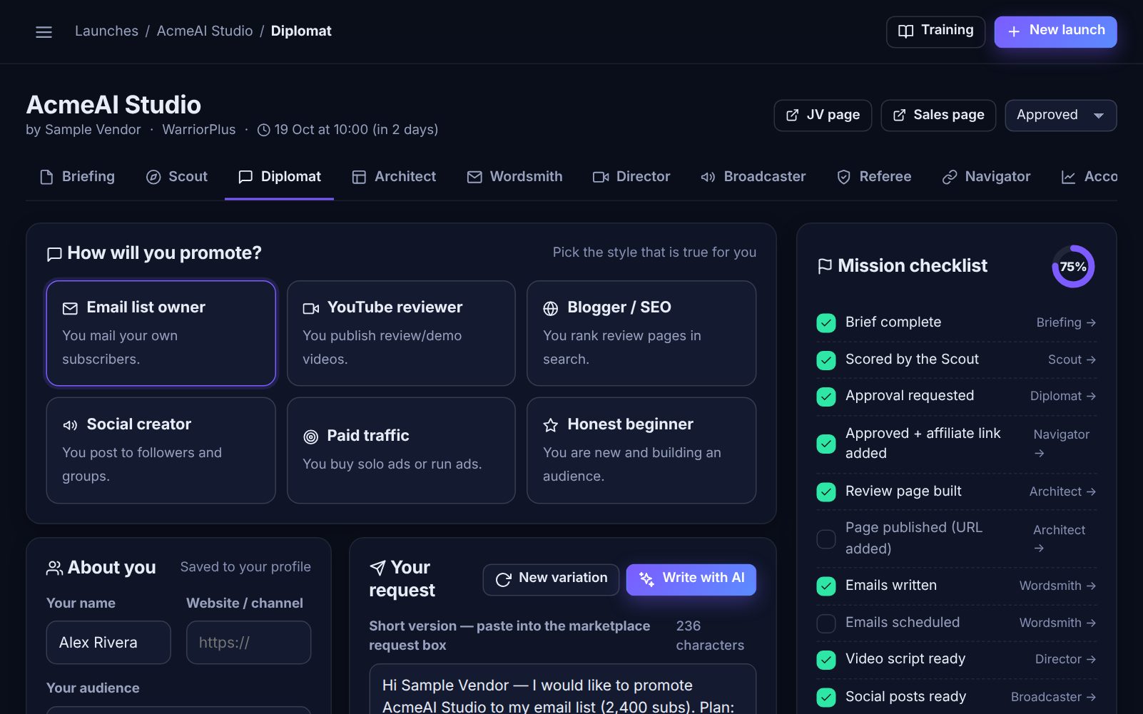 Diplomat screen